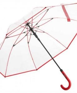 Køb rød transparent paraply