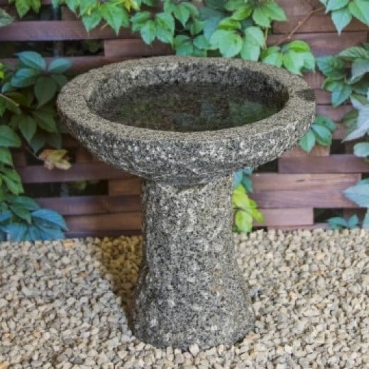 Fuglebad i granit 35 cm eller uden sokkel i grå eller granit